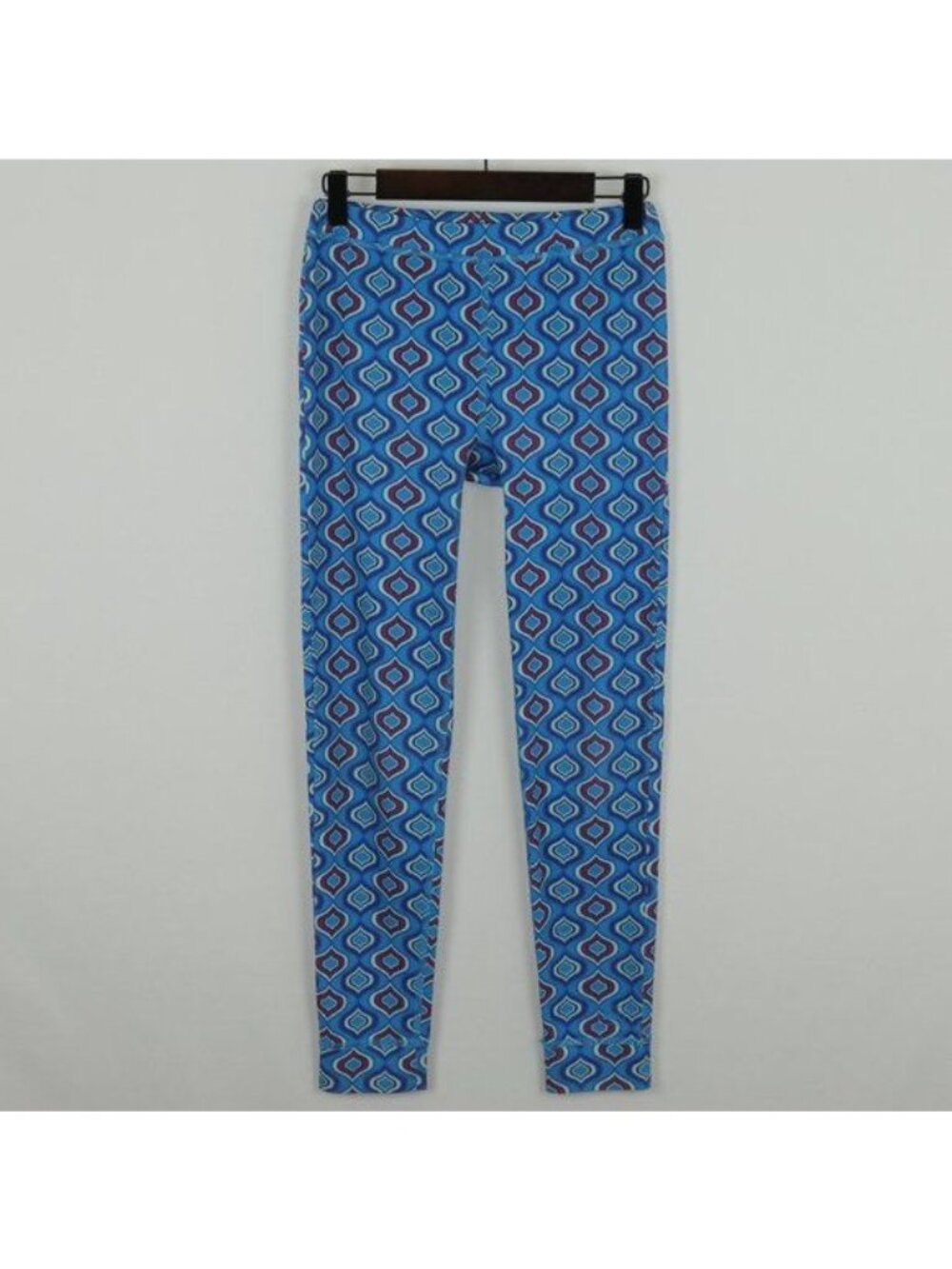 REI Kids Medium Blue & Red Patterned Pull On Light Weight Activewear Leggings